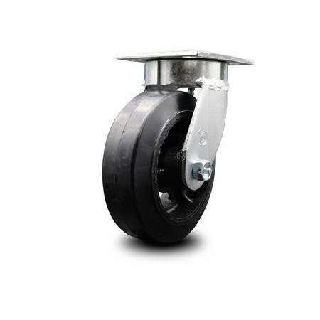 Service Caster 6 Inch Kingpinless Rubber on Steel Wheel Swivel Top Plate Caster SCC-KP30S620-RSR